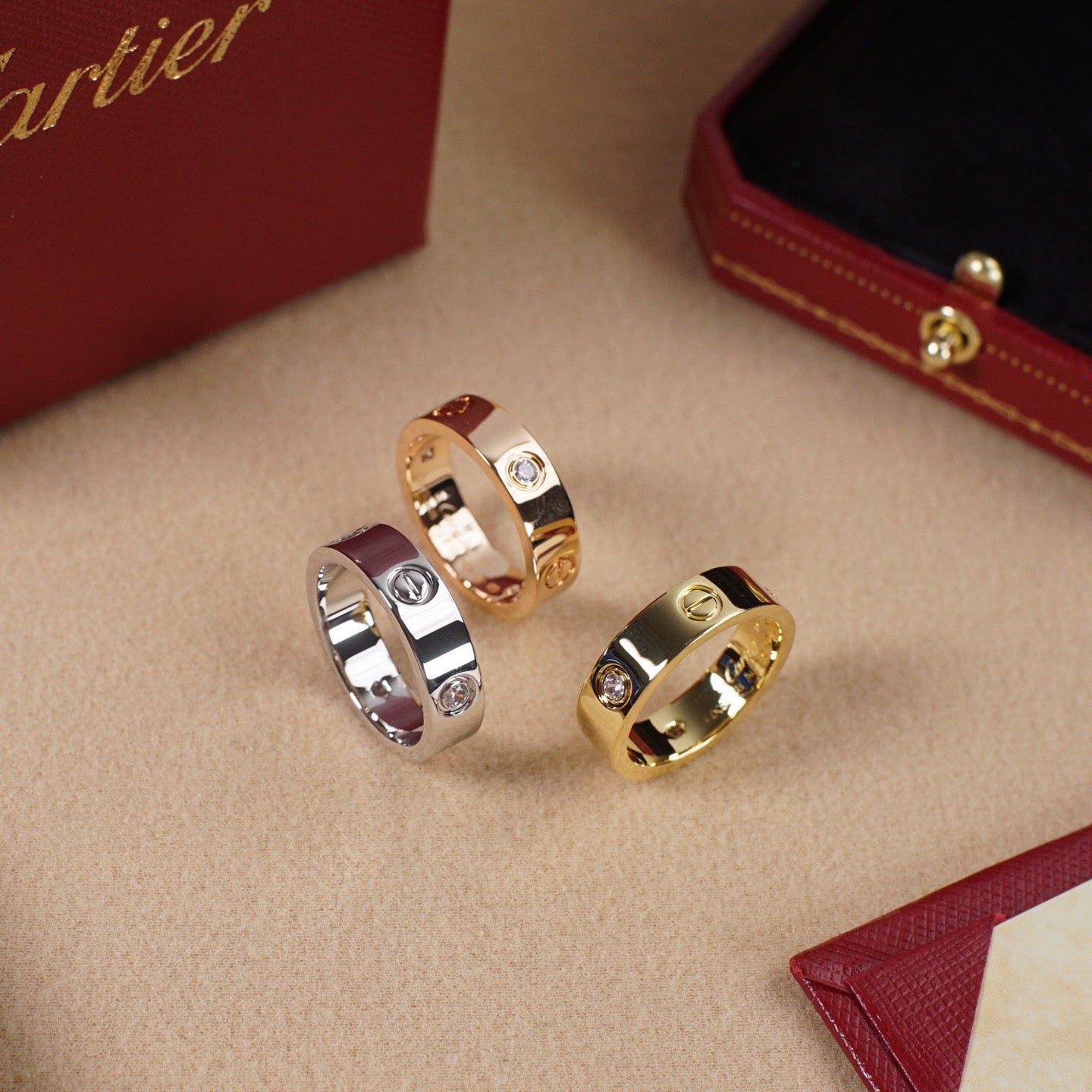 [Ornora Jewelry]LOVE 5.5MM 3 DIAMOND RING