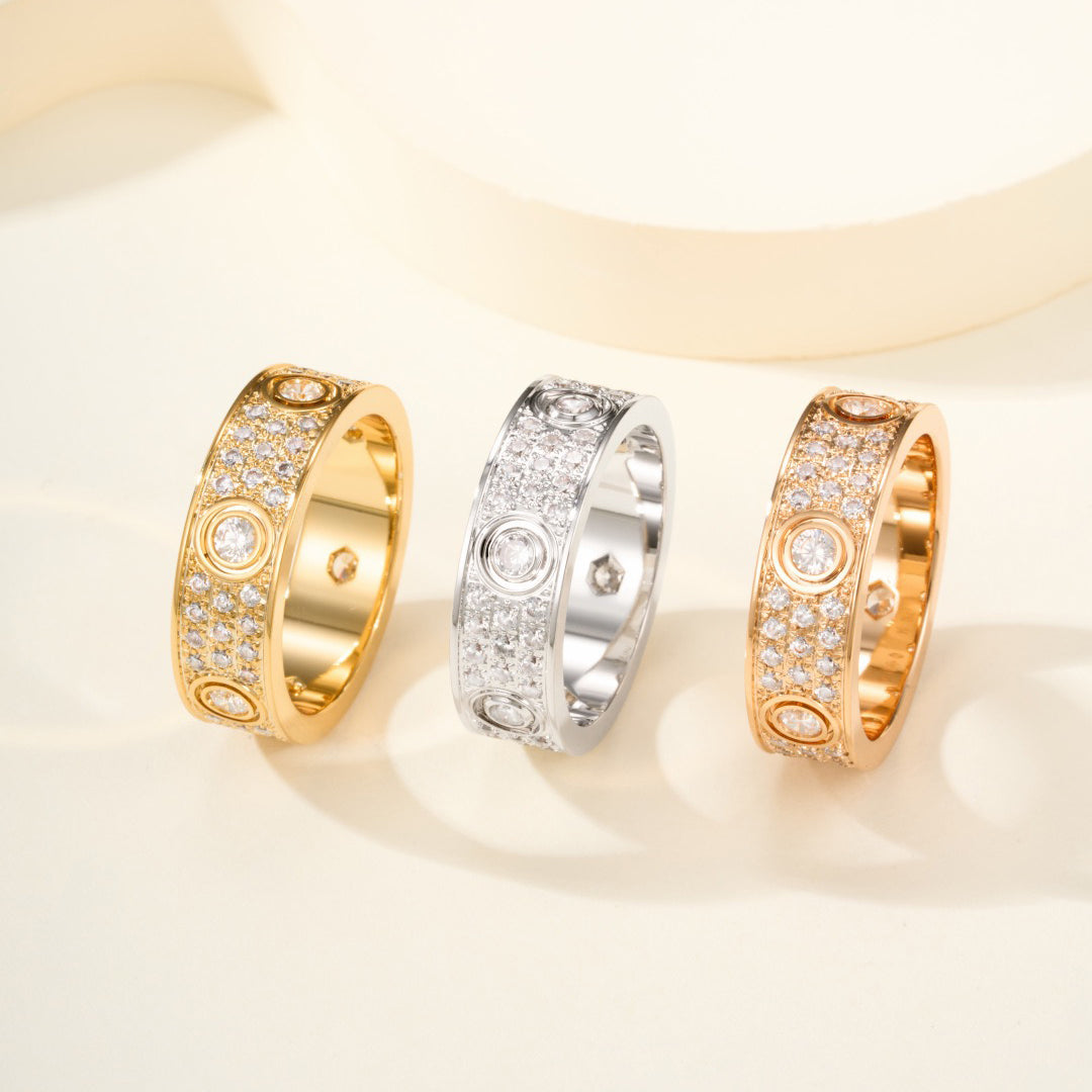 [Ornora Jewelry]LOVE 5.5MM FULL-PAVE 6-DIAMOND RING