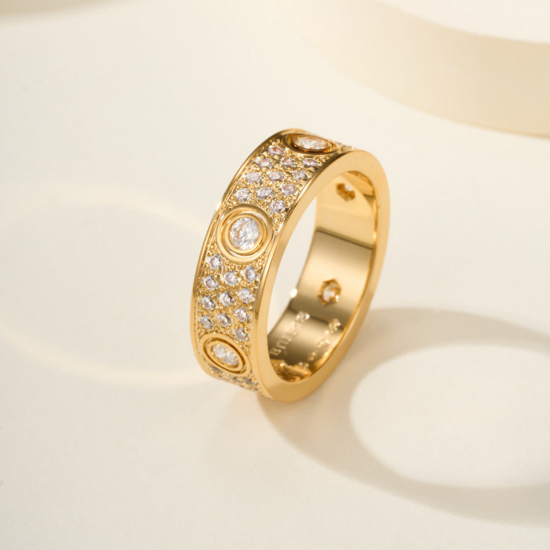 [Ornora Jewelry]LOVE 5.5MM FULL-PAVE 6-DIAMOND RING