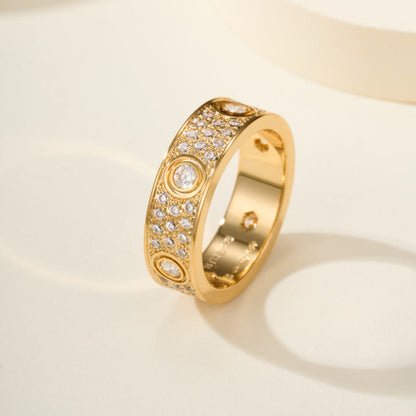 [Ornora Jewelry]LOVE 5.5MM FULL-PAVE 6-DIAMOND RING