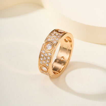 [Ornora Jewelry]LOVE 5.5MM FULL-PAVE 6-DIAMOND RING