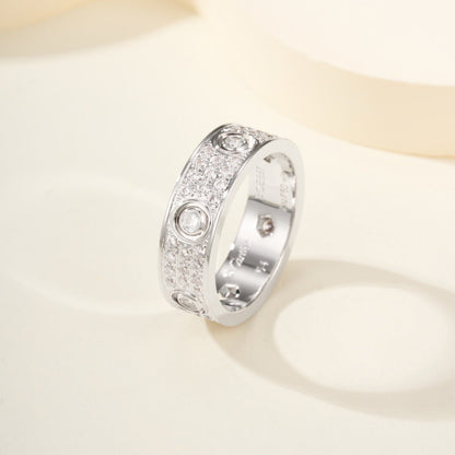 [Ornora Jewelry]LOVE 5.5MM FULL-PAVE 6-DIAMOND RING