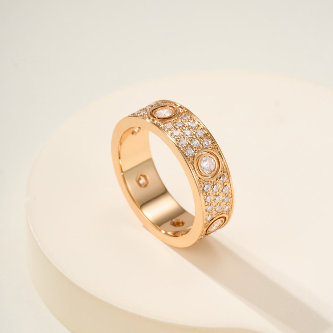 [Ornora Jewelry]LOVE 5.5MM FULL-PAVE 6-DIAMOND RING