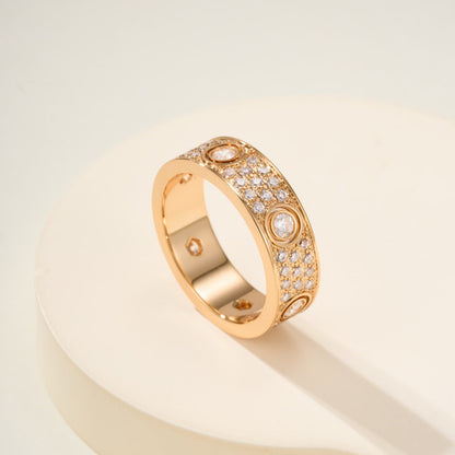 [Ornora Jewelry]LOVE 5.5MM FULL-PAVE 6-DIAMOND RING