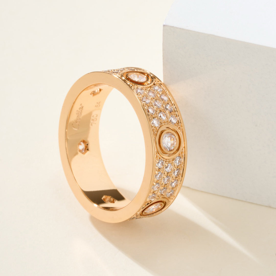 [Ornora Jewelry]LOVE 5.5MM FULL-PAVE 6-DIAMOND RING