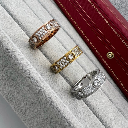 [Ornora Jewelry]LOVE 5.5MM FULL-PAVE 6-DIAMOND RING