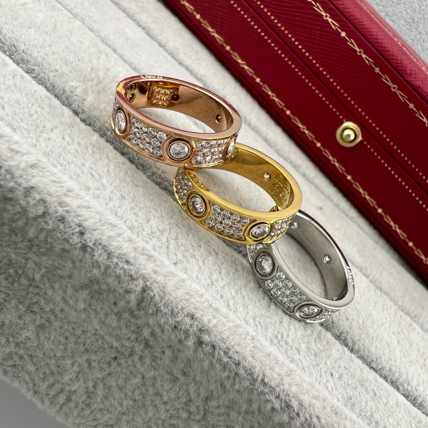 [Ornora Jewelry]LOVE 5.5MM FULL-PAVE 6-DIAMOND RING