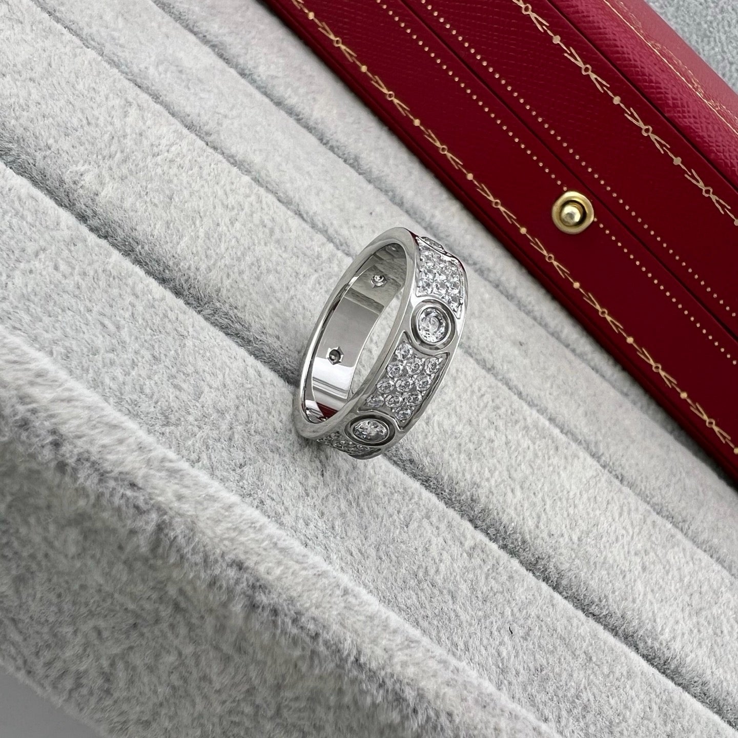 [Ornora Jewelry]LOVE 5.5MM FULL-PAVE 6-DIAMOND RING