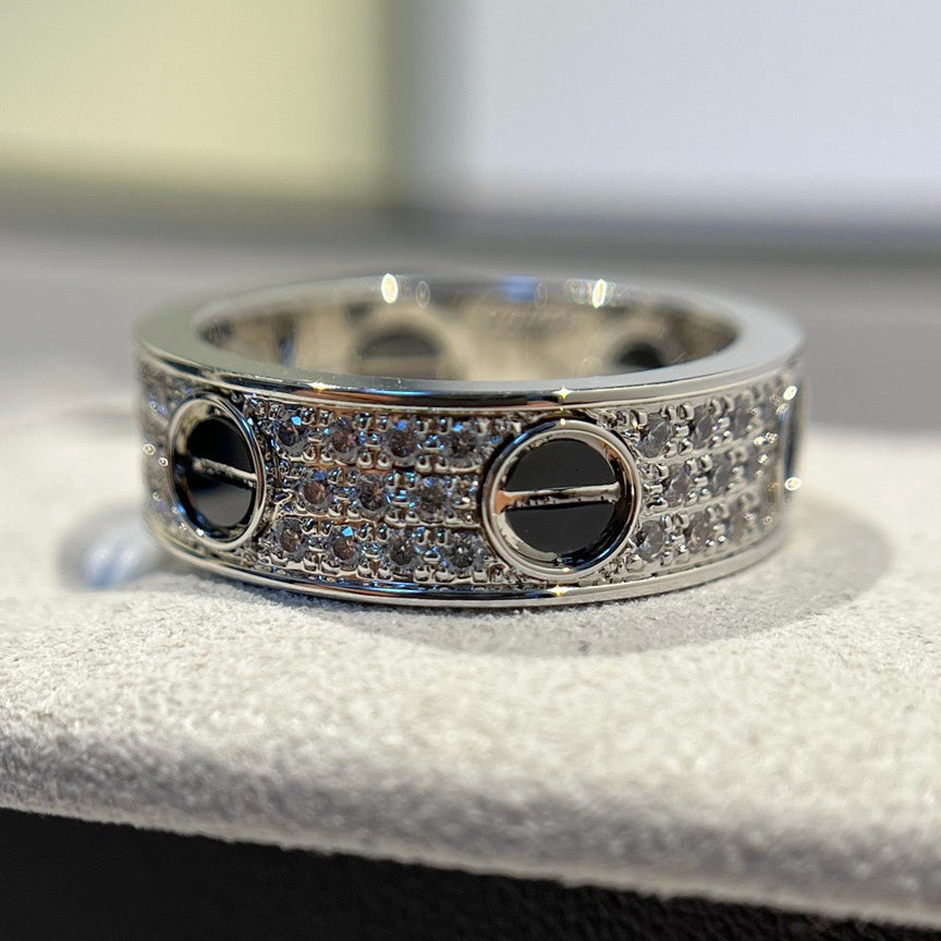 [Ornora Jewelry]LOVE RING 5.5MM DIAMONDS PAVED CERAMIC