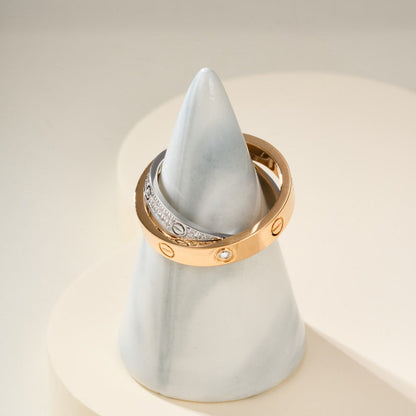 [Ornora Jewelry]LOVE PINK GOLD SILVER DIAMOND DOUBLE RING