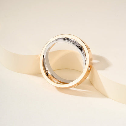 [Ornora Jewelry]LOVE PINK GOLD SILVER DIAMOND DOUBLE RING