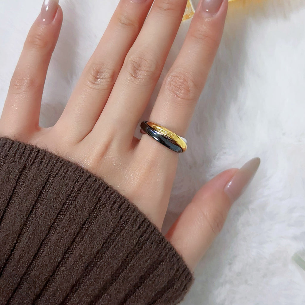 [Ornora Jewelry]TRINITY 3.2MM RING BLACK CERAMIC