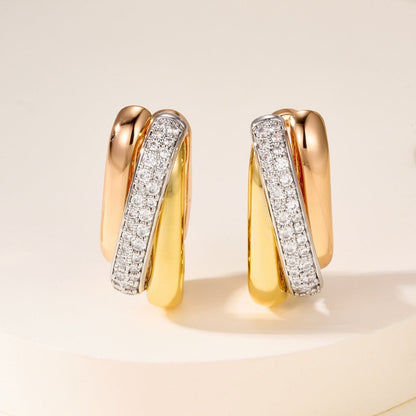 [Ornora Jewelry]TRINITY HALF DIAMOND  CUSHION EARRINGS