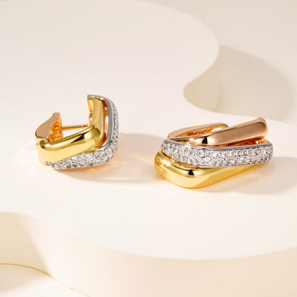 [Ornora Jewelry]TRINITY HALF DIAMOND  CUSHION EARRINGS