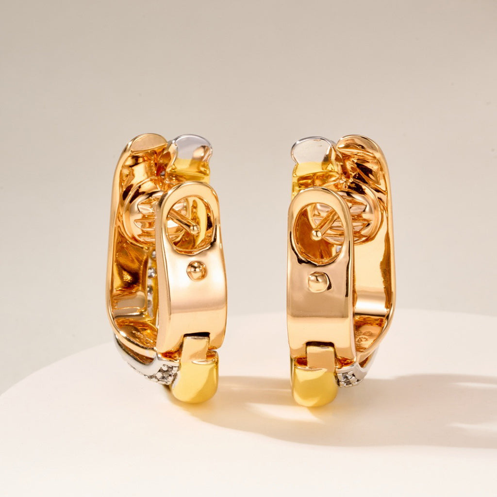 [Ornora Jewelry]TRINITY HALF DIAMOND  CUSHION EARRINGS