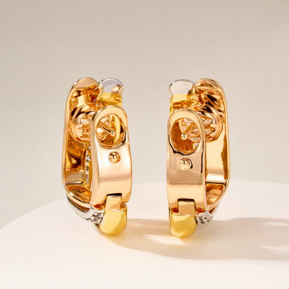 [Ornora Jewelry]TRINITY HALF DIAMOND  CUSHION EARRINGS