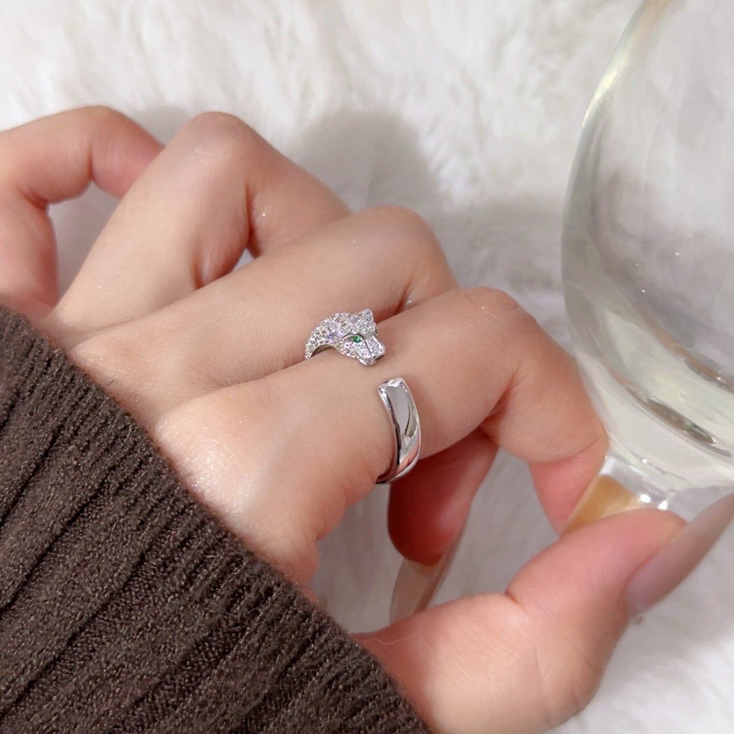 [Ornora Jewelry]PANTHERE HALF DIAMOND SMALL RING