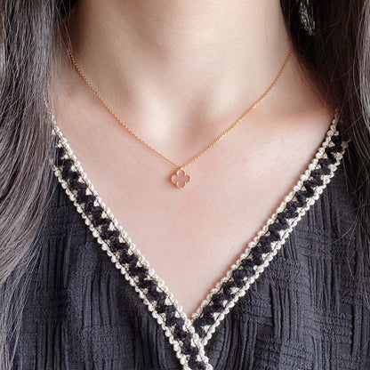 [Ornora Jewelry]CLOVER 15MM PINK MOTHER-OF-PEARL SINGLE FLOWER NECKLACE