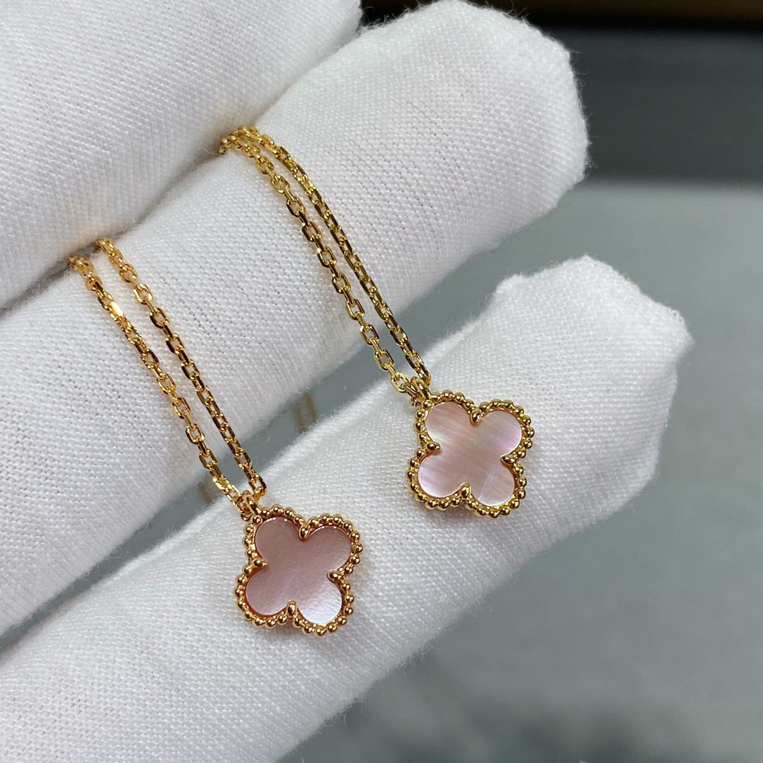 [Ornora Jewelry]CLOVER 15MM PINK MOTHER-OF-PEARL SINGLE FLOWER NECKLACE