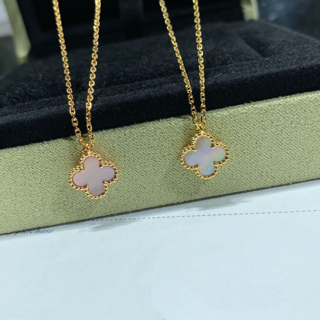 [Ornora Jewelry]CLOVER 15MM PINK MOTHER-OF-PEARL SINGLE FLOWER NECKLACE