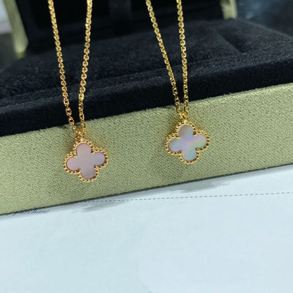[Ornora Jewelry]CLOVER 15MM PINK MOTHER-OF-PEARL SINGLE FLOWER NECKLACE