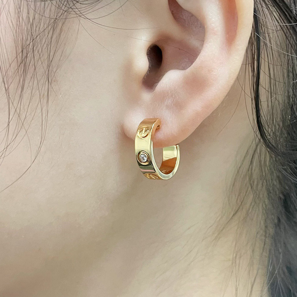 [Ornora Jewelry]LOVE EARRINGS 5.7MM 2 DIAMONDS