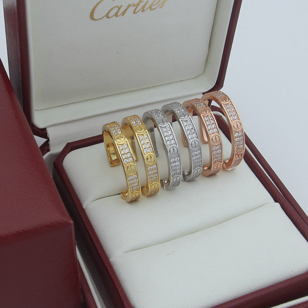 [Ornora Jewelry]LOVE EARRINGS 3.6MM DIAMOND PAVED