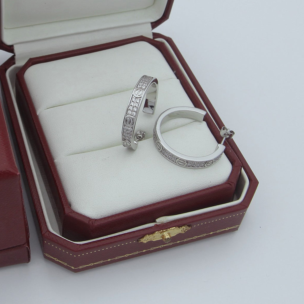 [Ornora Jewelry]LOVE EARRINGS 3.6MM DIAMOND PAVED