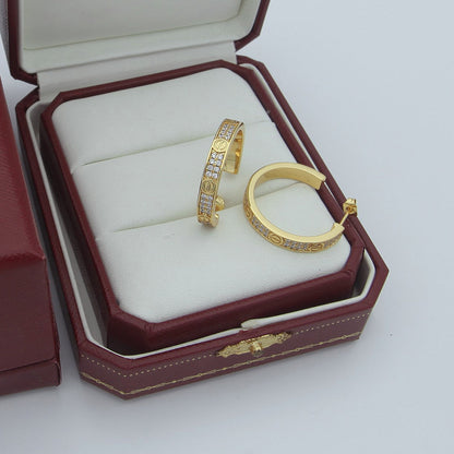 [Ornora Jewelry]LOVE EARRINGS 3.6MM DIAMOND PAVED