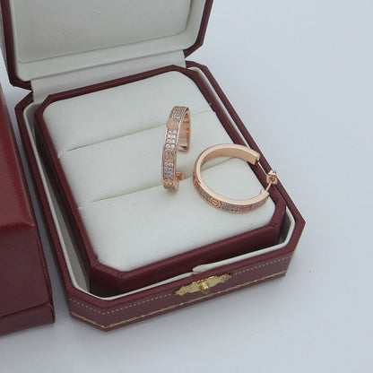 [Ornora Jewelry]LOVE EARRINGS 3.6MM DIAMOND PAVED