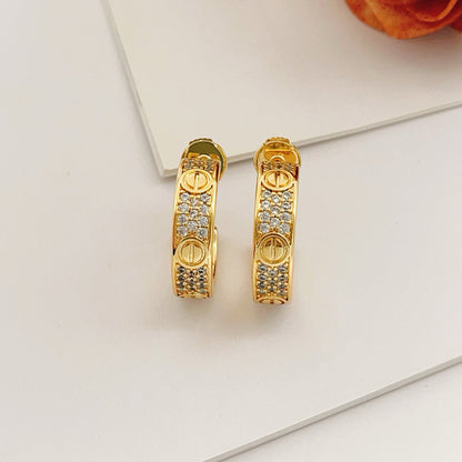 [Ornora Jewelry]LOVE 5.5MM DIAMOND PAVED EARRINGS