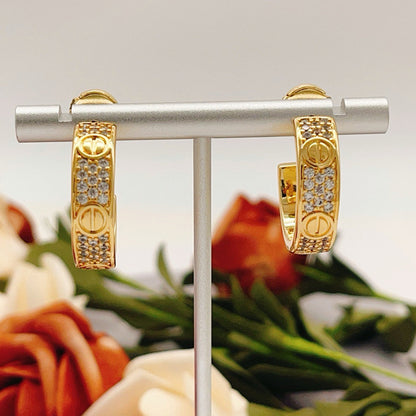 [Ornora Jewelry]LOVE 5.5MM DIAMOND PAVED EARRINGS