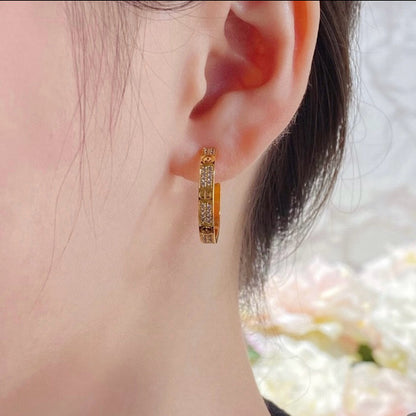 [Ornora Jewelry]LOVE EARRINGS 3.6MM DIAMOND PAVED