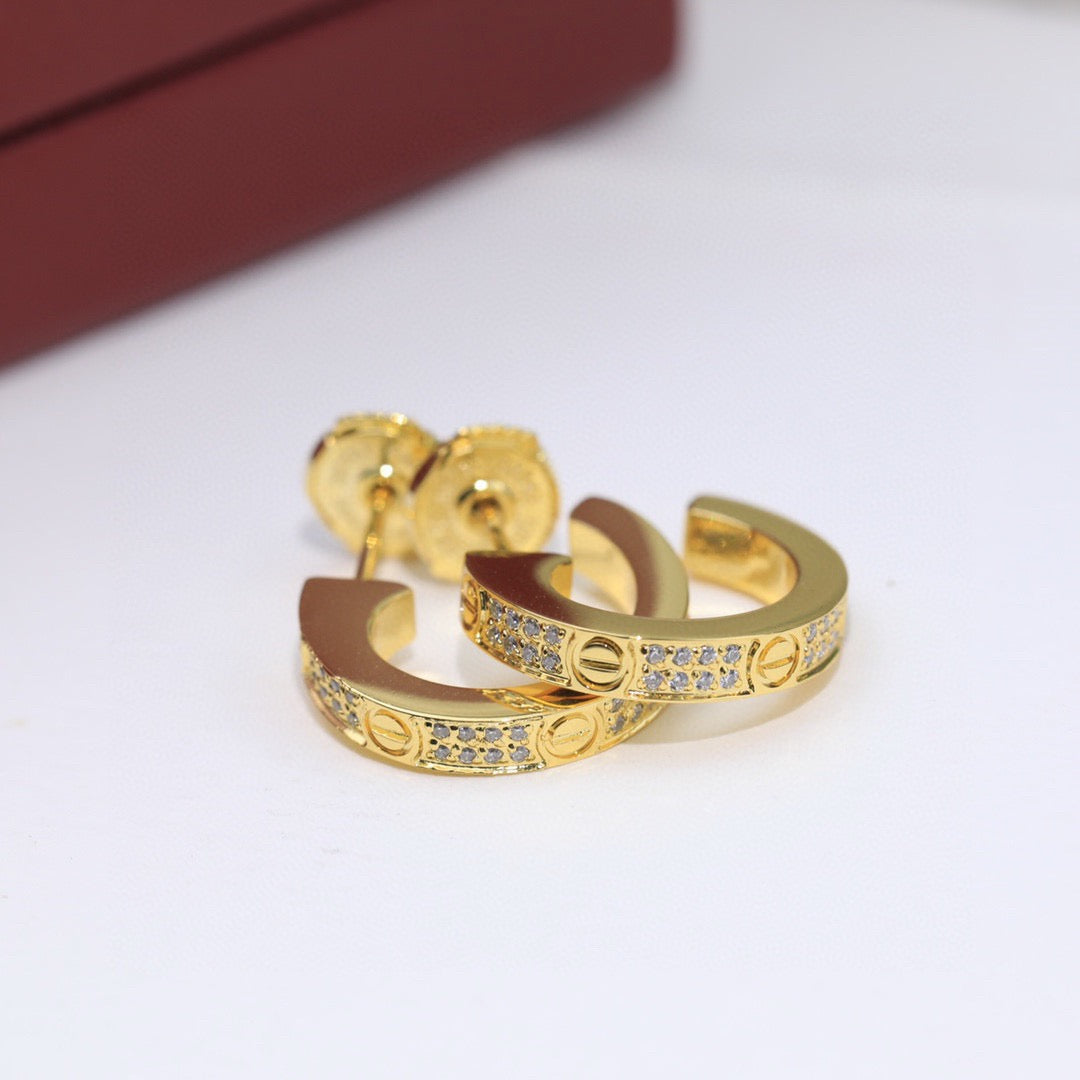 [Ornora Jewelry]LOVE 5.5MM DIAMOND PAVED EARRINGS
