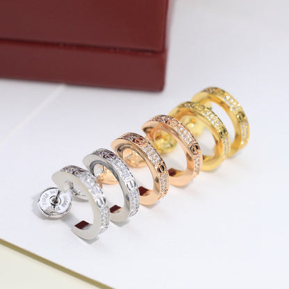 [Ornora Jewelry]LOVE 5.5MM DIAMOND PAVED EARRINGS