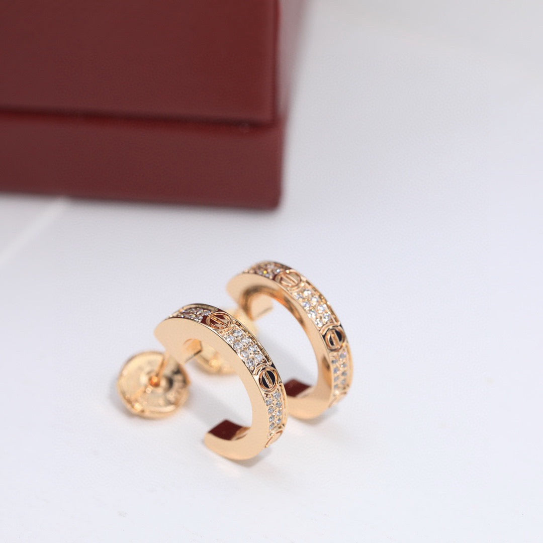 [Ornora Jewelry]LOVE 5.5MM DIAMOND PAVED EARRINGS