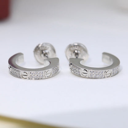 [Ornora Jewelry]LOVE 5.5MM DIAMOND PAVED EARRINGS