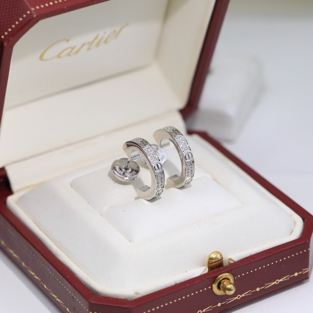 [Ornora Jewelry]LOVE 5.5MM DIAMOND PAVED EARRINGS