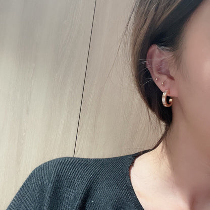[Ornora Jewelry]LOVE 5.5MM DIAMOND PAVED EARRINGS