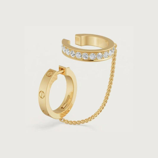 [Ornora Jewelry]LOVE 3.0MM HALF DIAMOND EARRINGS
