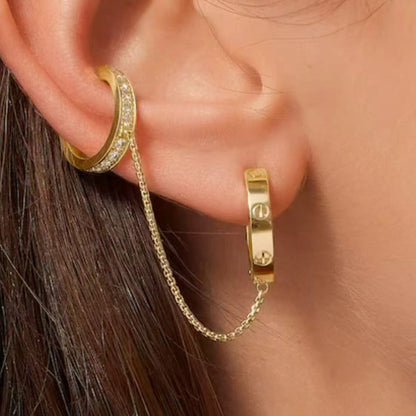 [Ornora Jewelry]LOVE 3.0MM HALF DIAMOND EARRINGS