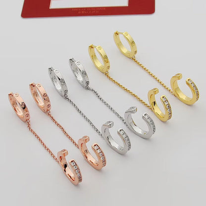 [Ornora Jewelry]LOVE 3.0MM HALF DIAMOND EARRINGS