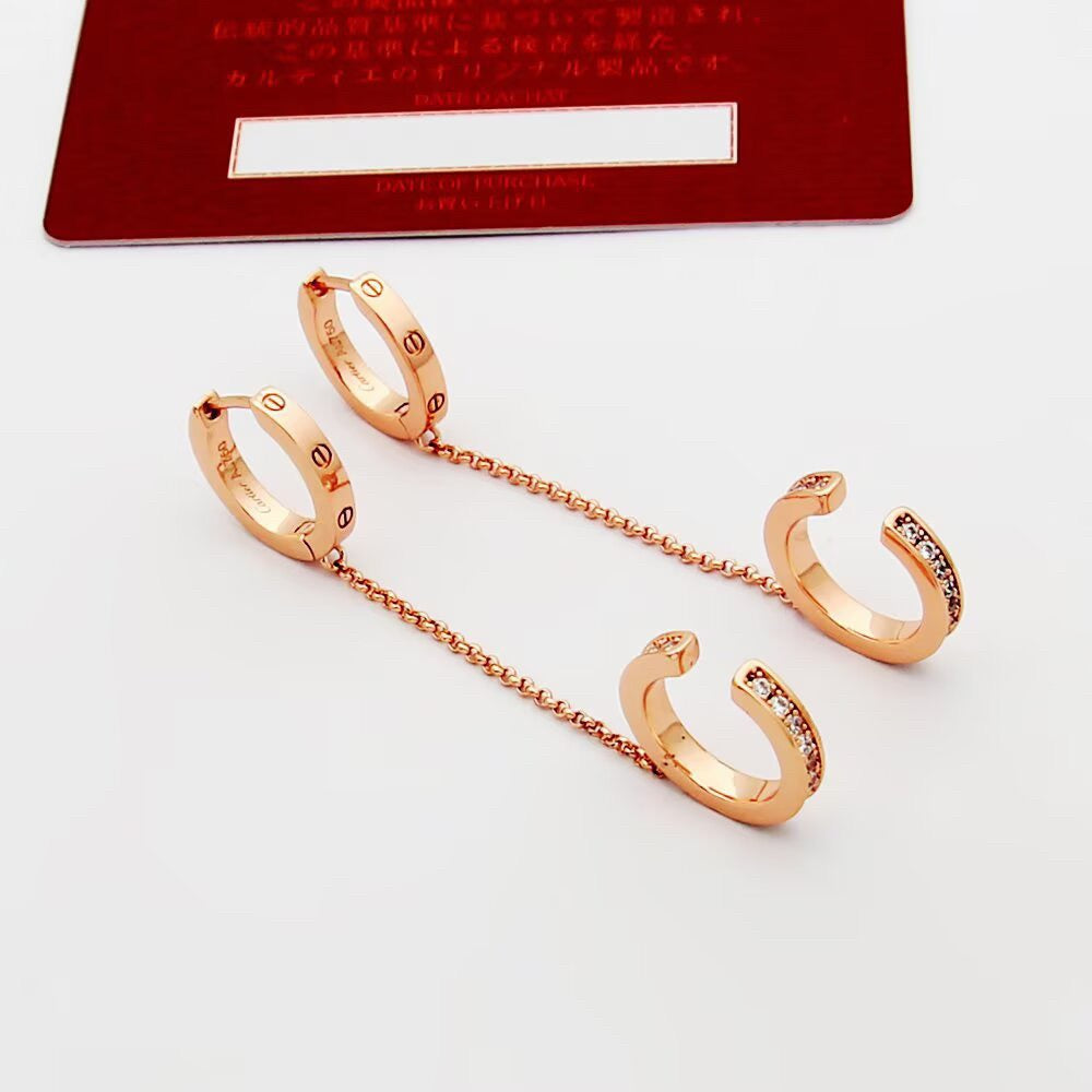 [Ornora Jewelry]LOVE 3.0MM HALF DIAMOND EARRINGS