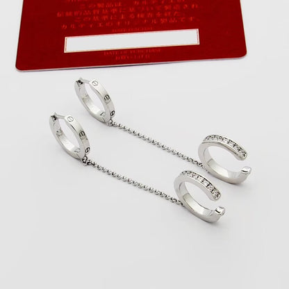 [Ornora Jewelry]LOVE 3.0MM HALF DIAMOND EARRINGS