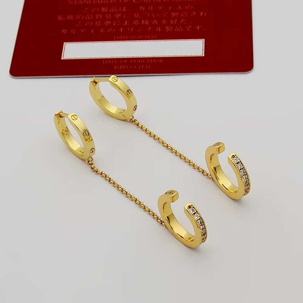 [Ornora Jewelry]LOVE 3.0MM HALF DIAMOND EARRINGS