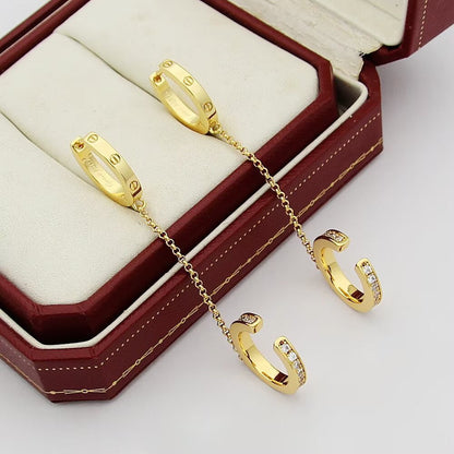 [Ornora Jewelry]LOVE 3.0MM HALF DIAMOND EARRINGS