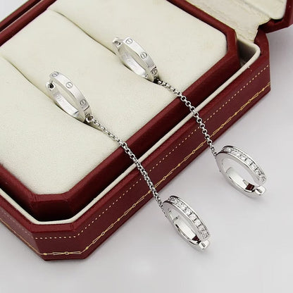 [Ornora Jewelry]LOVE 3.0MM HALF DIAMOND EARRINGS