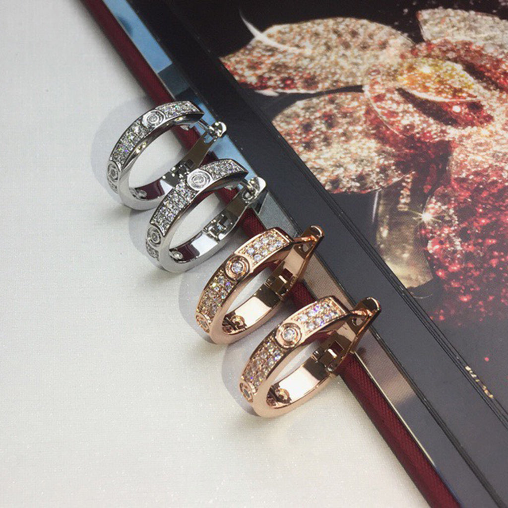 [Ornora Jewelry]LOVE 5.5MM DIAMOND PAVED EARRINGS