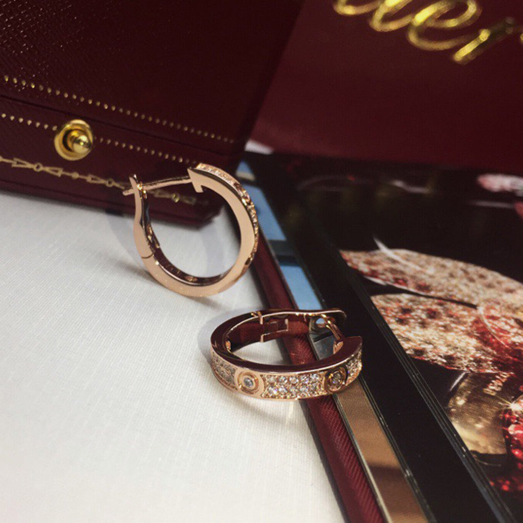 [Ornora Jewelry]LOVE 5.5MM DIAMOND PAVED EARRINGS