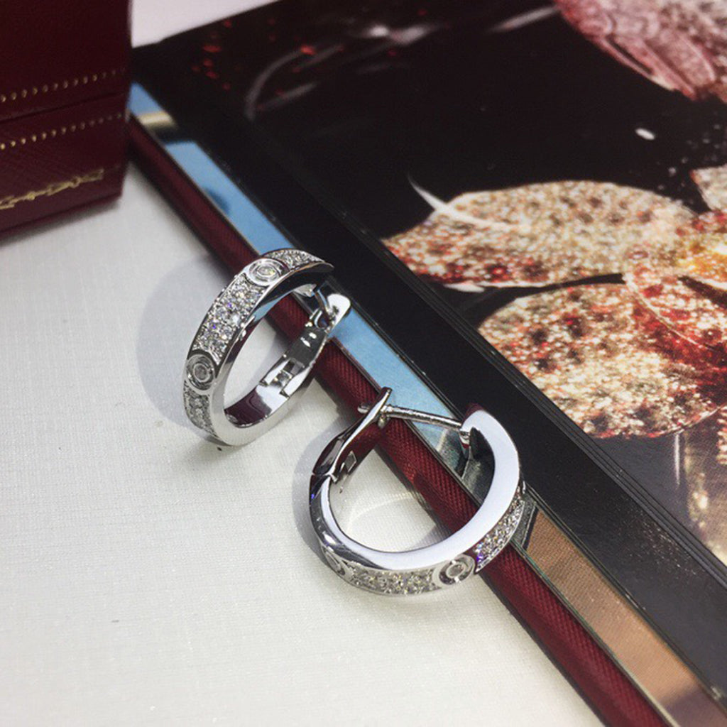 [Ornora Jewelry]LOVE 5.5MM DIAMOND PAVED EARRINGS